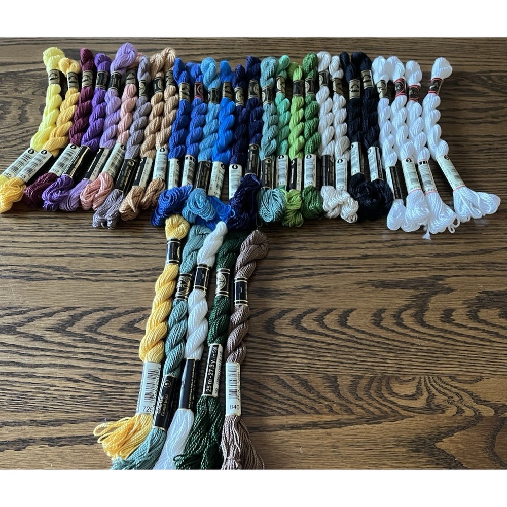 32 Skeins DMC Cotton Pearle Embroidery Needlepoint Floss Thread Multicolor